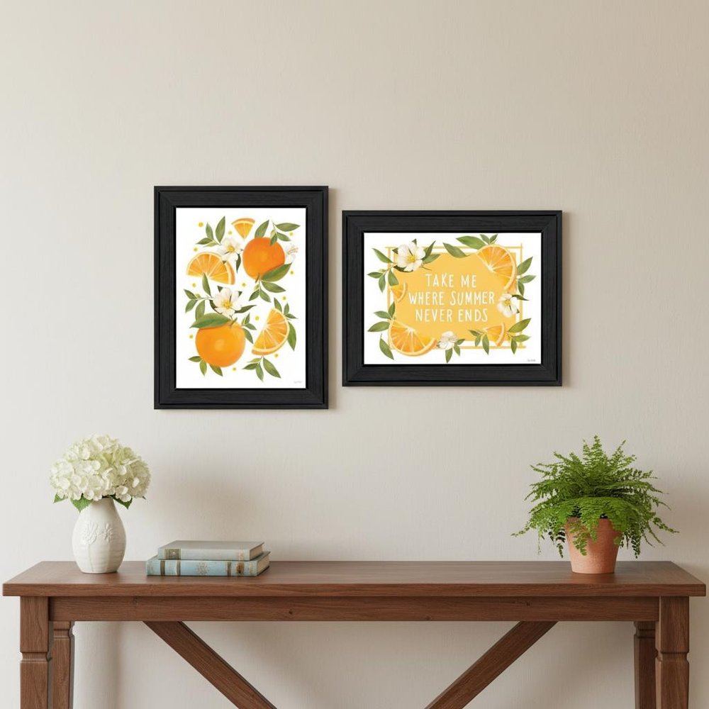 Set Of Two Take Me Where Summer Never Ends Black Framed Wall Art HomeRoots