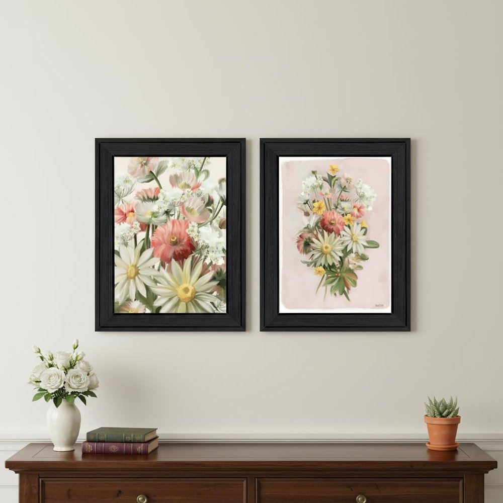Set Of Two "Summer Wildflowers Just for You" Black Framed Wall Art — view 4
