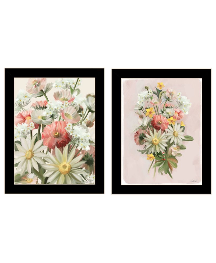 Set Of Two "Summer Wildflowers Just for You" Black Framed Wall Art HomeRoots