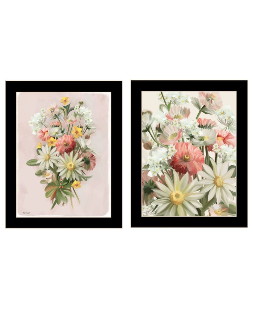 Set Of Two "Summer Wildflowers Just for You" Black Framed Wall Art — view 3