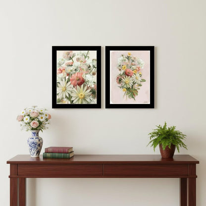 Set Of Two "Summer Wildflowers Just for You" Black Framed Wall Art HomeRoots