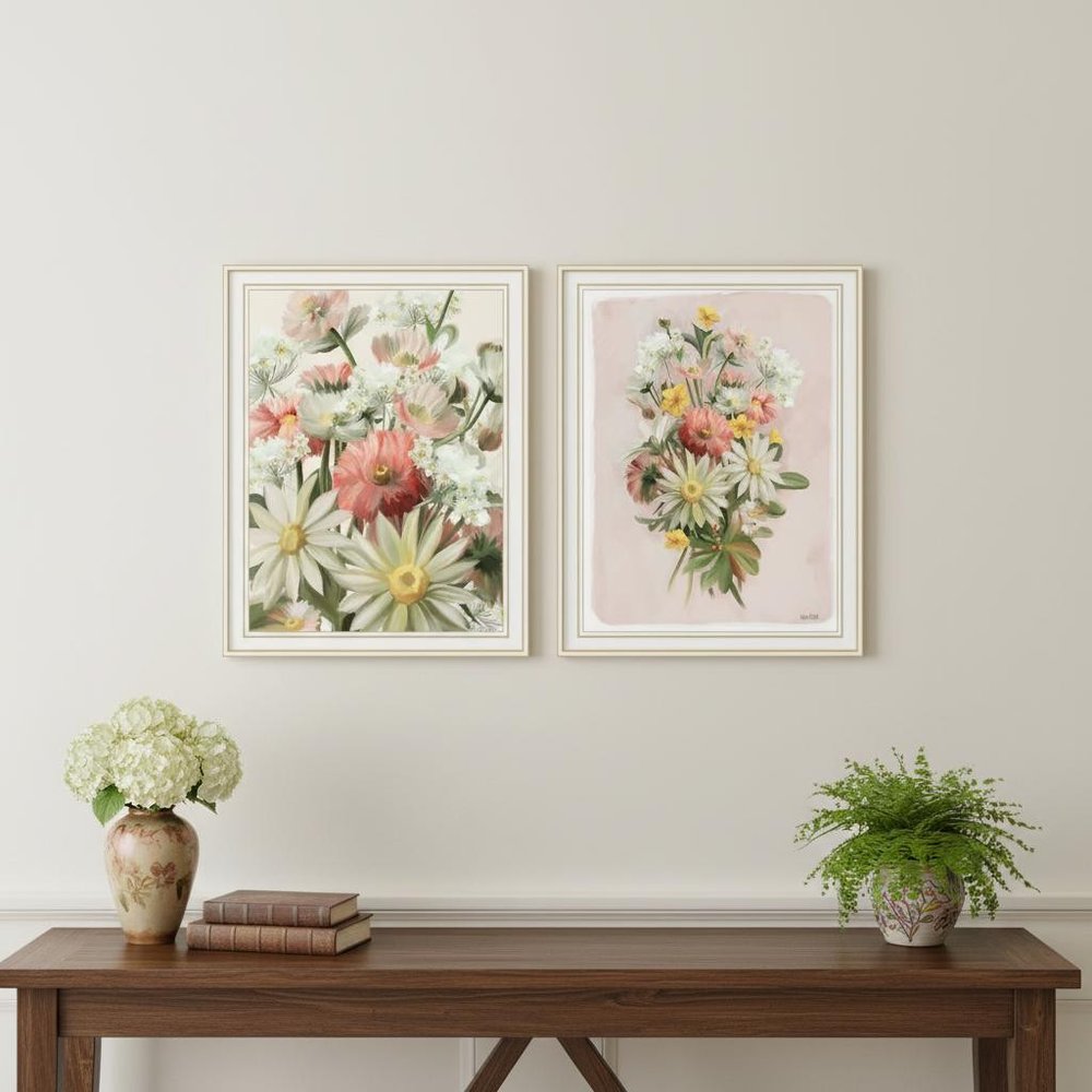 Set Of Two "Summer Wildflowers Just for You" Black Framed Wall Art — view 4