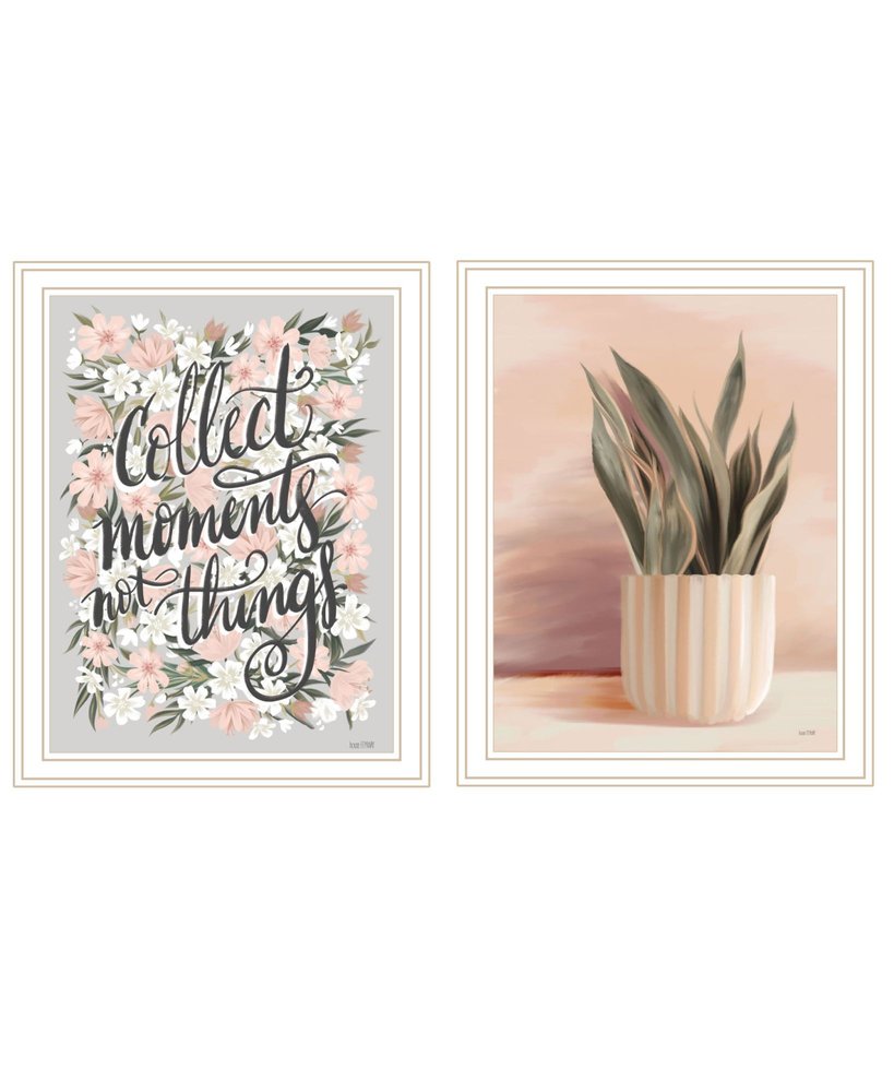 Set Of Two "Collect Moments Not Things" White Framed Wall Art HomeRoots