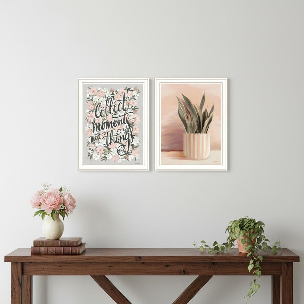 Set Of Two "Collect Moments Not Things" White Framed Wall Art — view 2