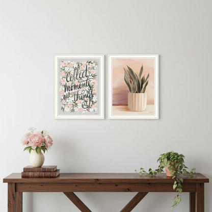 Set Of Two "Collect Moments Not Things" White Framed Wall Art HomeRoots