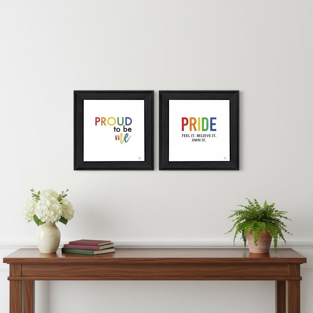 Set Of Two Pride And Proud of Yourself and Others! Black Framed Wall Art — view 4