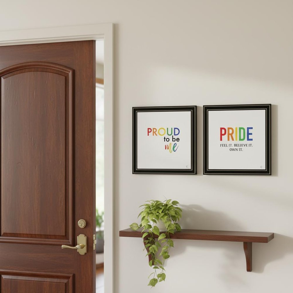 Set Of Two Pride And Proud of Yourself and Others! Black Framed Wall Art — view 4