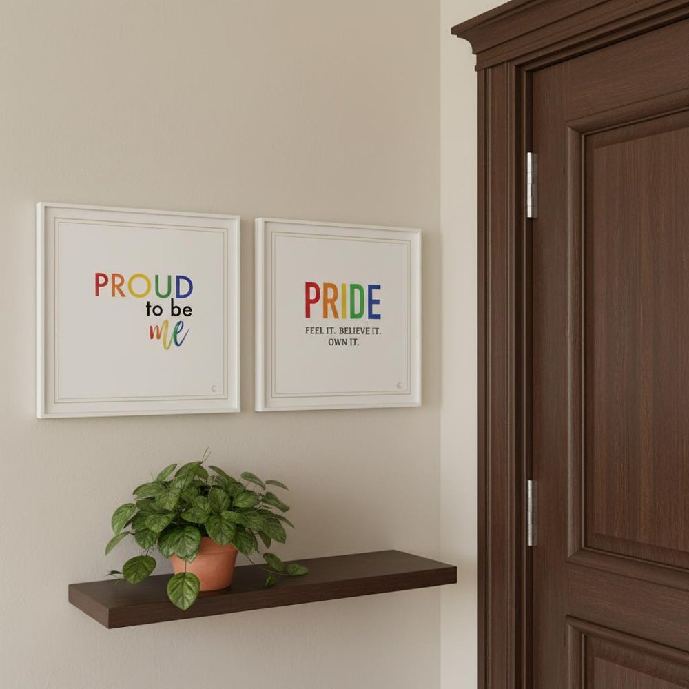 Set Of Two Pride And Proud of Yourself and Others! White Framed Wall Art — view 3