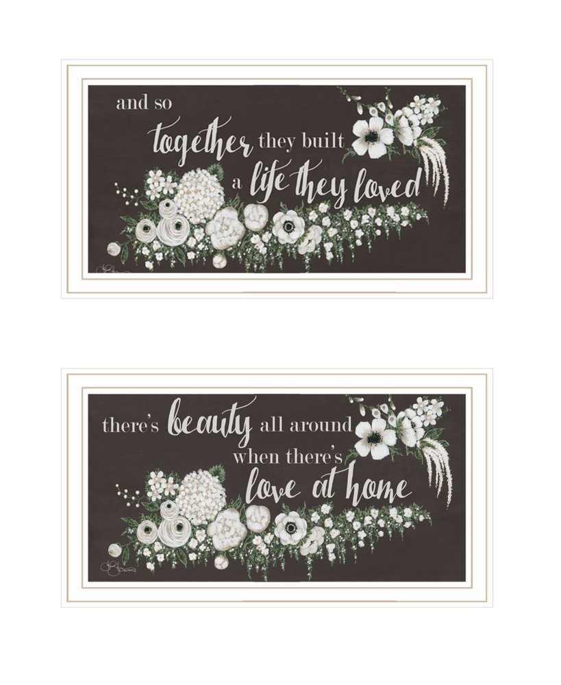 Set Of Two "Together They Built Love" White Framed Wall Art HomeRoots