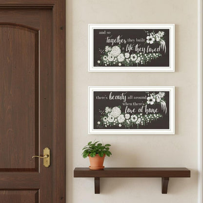 Set Of Two "Together They Built Love" White Framed Wall Art HomeRoots