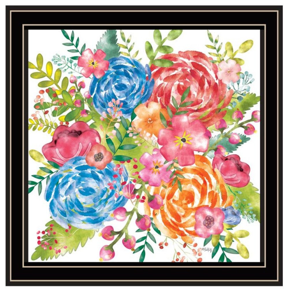 Set Of Three "Live Life in FULL Bloom!" Black Framed Wall Art HomeRoots