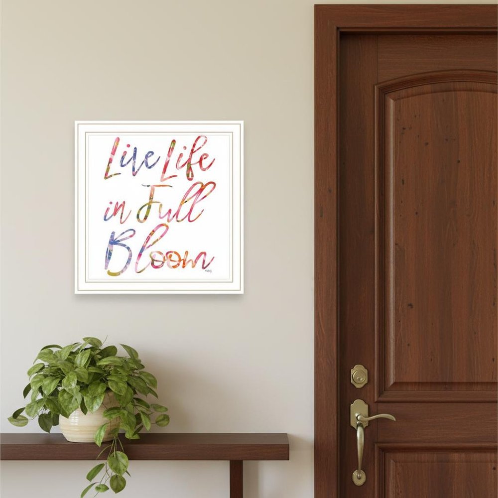 Set Of Three "Live Life in FULL Bloom!" White Framed Wall Art — view 7