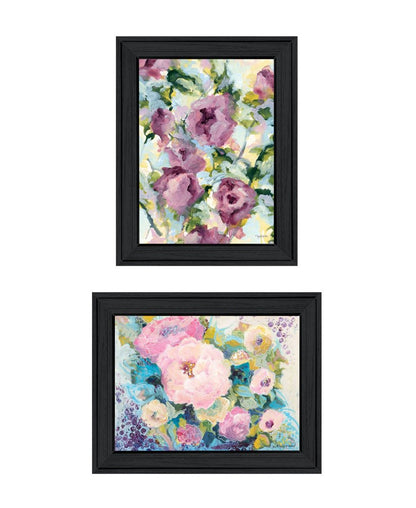 Set Of Two Abstract Florals Black Framed Wall Art HomeRoots