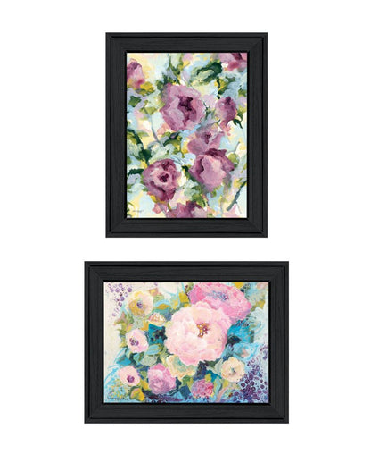 Set Of Two Abstract Florals Black Framed Wall Art HomeRoots