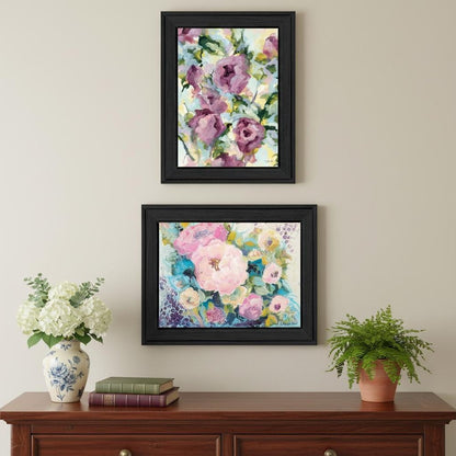 Set Of Two Abstract Florals Black Framed Wall Art HomeRoots