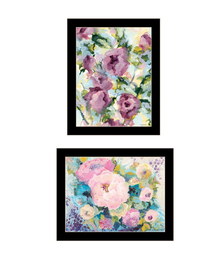 Set Of Two Abstract Florals Black Framed Wall Art HomeRoots