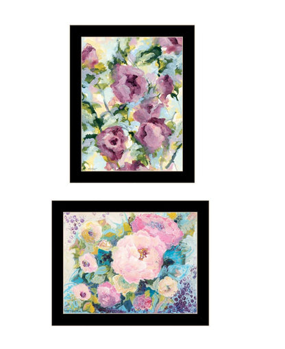 Set Of Two Abstract Florals Black Framed Wall Art HomeRoots