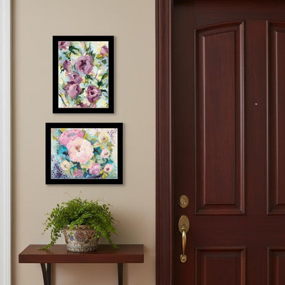 Set Of Two Abstract Florals Black Framed Wall Art HomeRoots