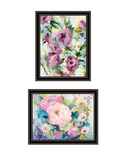 Set Of Two Abstract Florals Black Framed Wall Art HomeRoots