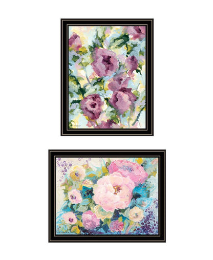 Set Of Two Abstract Florals Black Framed Wall Art HomeRoots