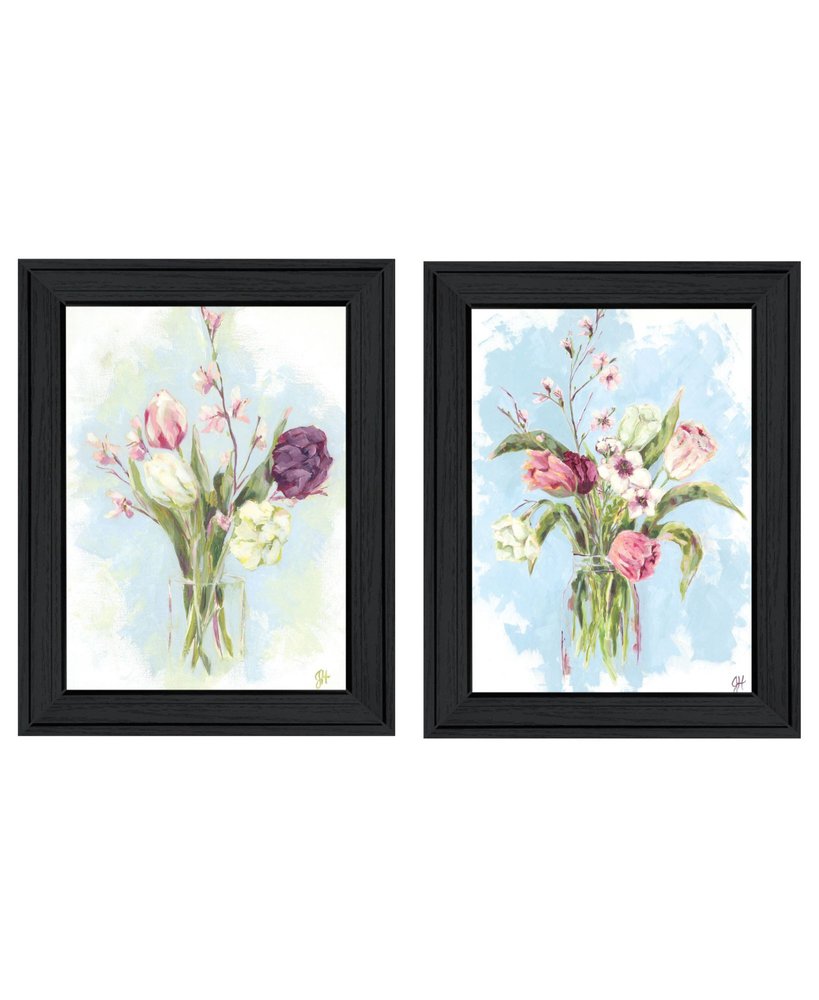 Set Of Two "Flowers from the Farm" Black Framed Wall Art HomeRoots