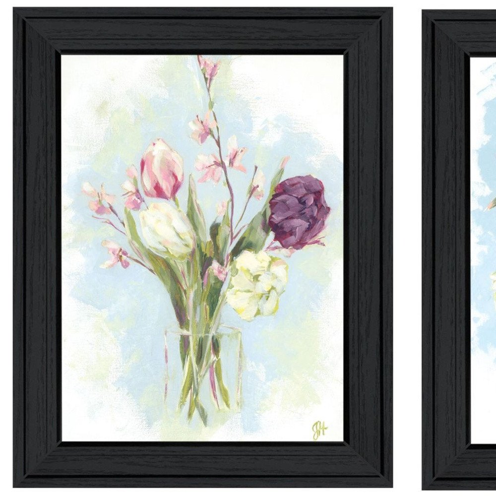 Set Of Two "Flowers from the Farm" Black Framed Wall Art HomeRoots