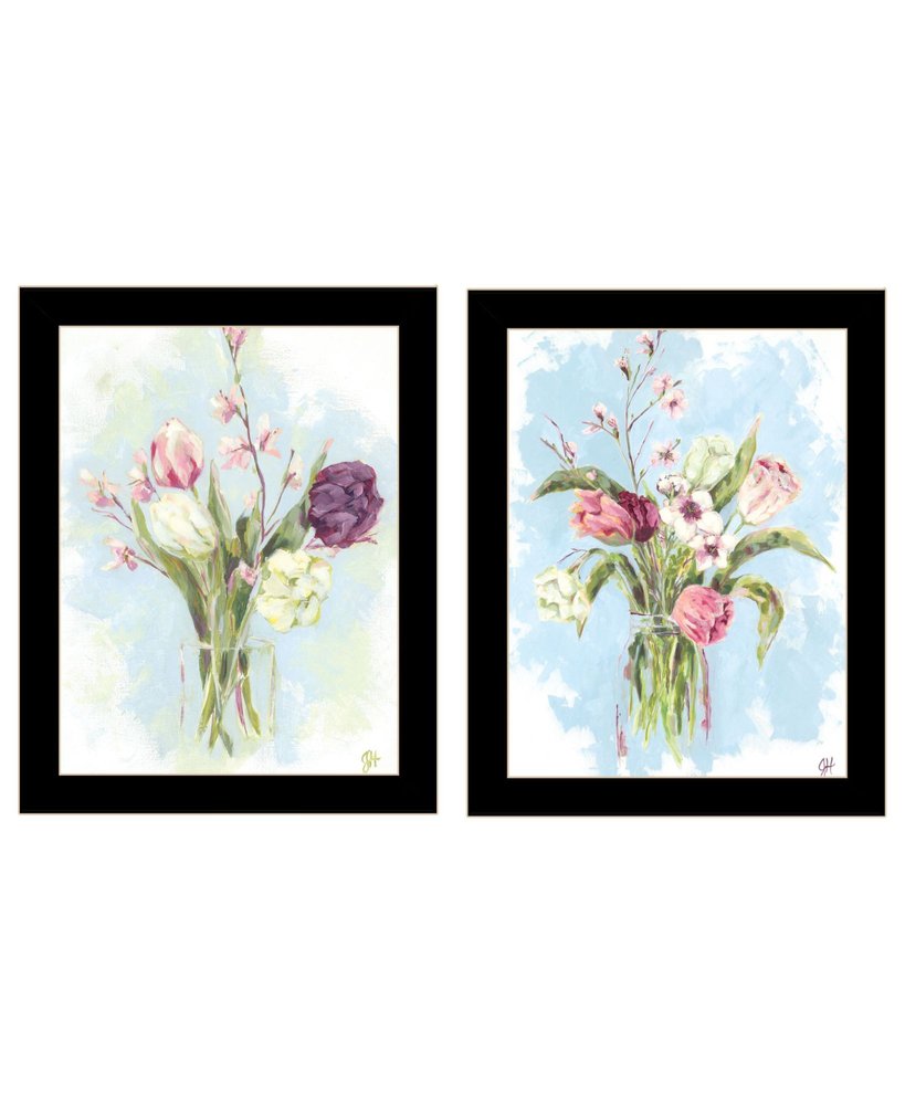 Set Of Two "Flowers from the Farm" Black Framed Wall Art HomeRoots