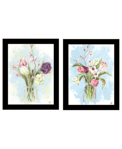 Set Of Two "Flowers from the Farm" Black Framed Wall Art HomeRoots