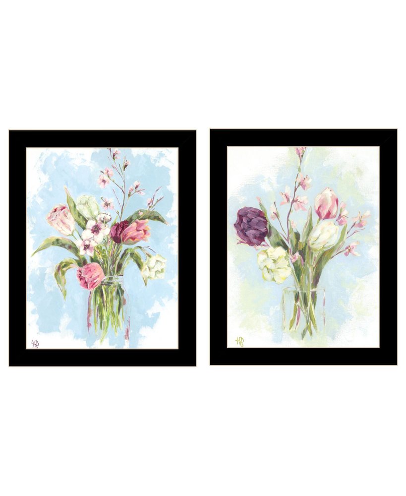 Set Of Two "Flowers from the Farm" Black Framed Wall Art HomeRoots