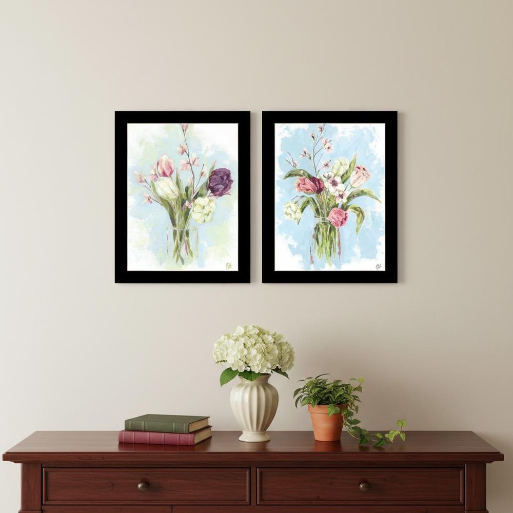 Set Of Two "Flowers from the Farm" Black Framed Wall Art — view 4