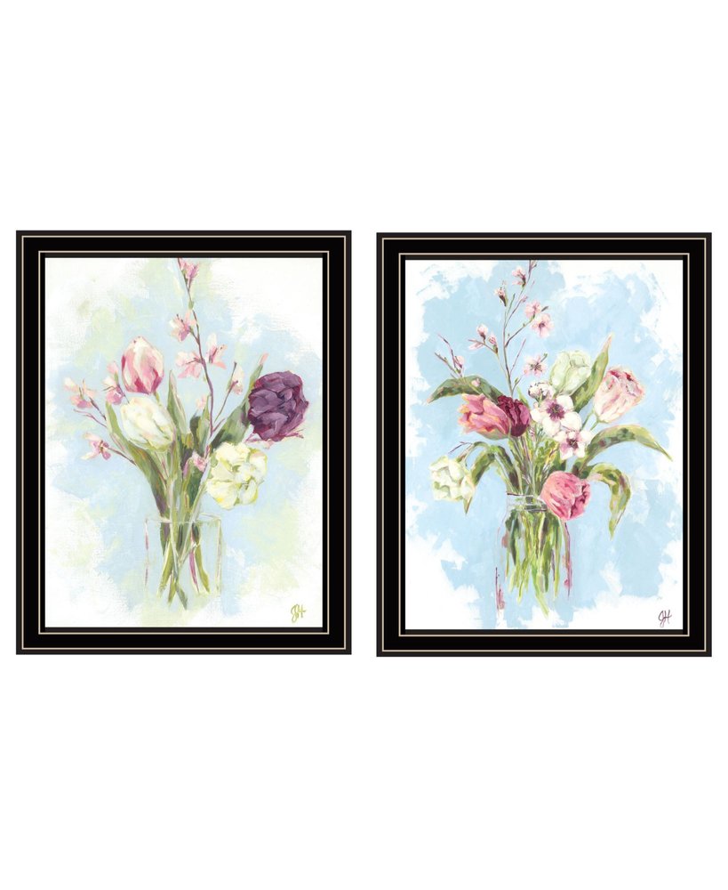 Set Of Two "Flowers from the Farm" Black Framed Wall Art HomeRoots