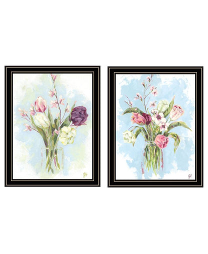 Set Of Two "Flowers from the Farm" Black Framed Wall Art HomeRoots