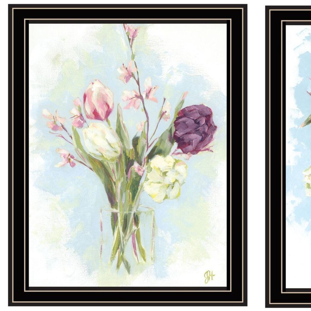 Set Of Two "Flowers from the Farm" Black Framed Wall Art HomeRoots