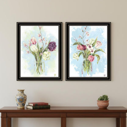 Set Of Two "Flowers from the Farm" Black Framed Wall Art HomeRoots