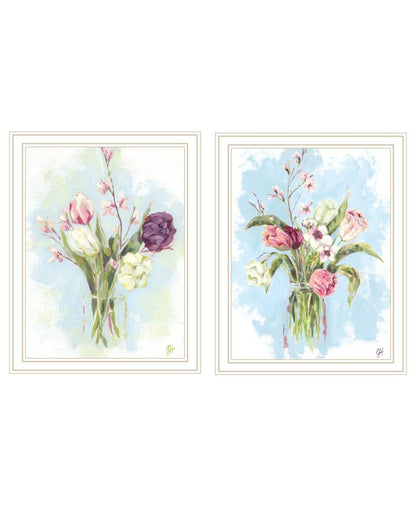 Set Of Two "Flowers from the Farm" White Framed Wall Art HomeRoots