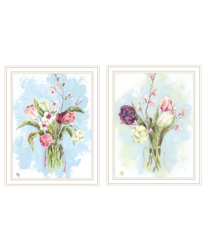 Set Of Two "Flowers from the Farm" White Framed Wall Art HomeRoots