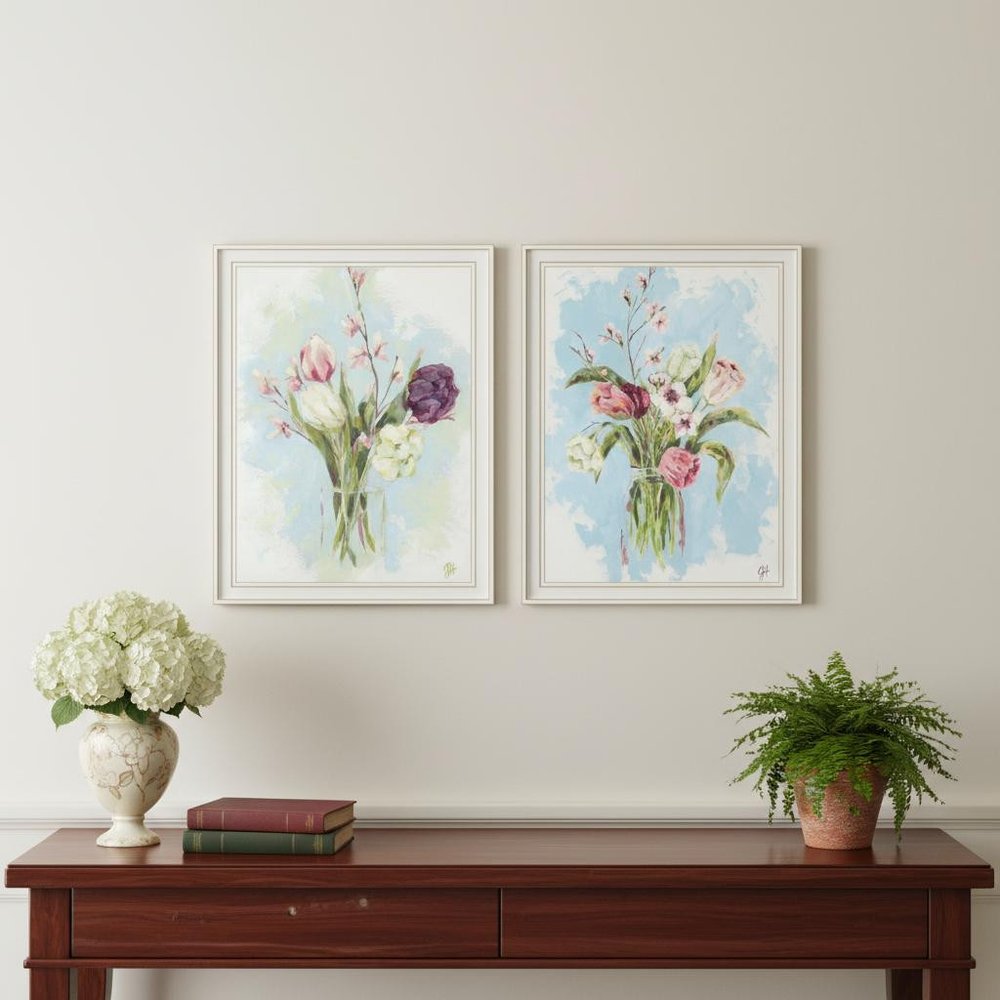 Set Of Two "Flowers from the Farm" White Framed Wall Art — view 4