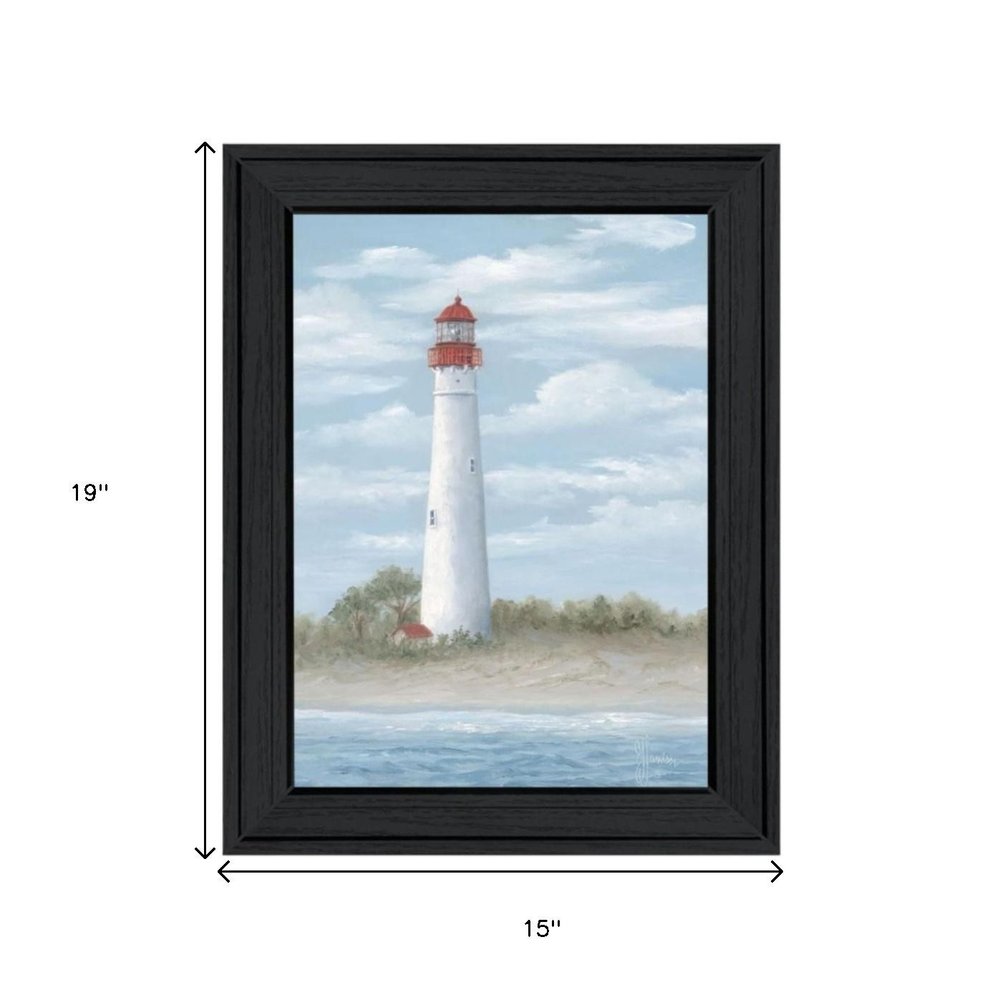 Set Of Two Cape May Lighthouse And Palm Trees Black Framed Wall Art HomeRoots