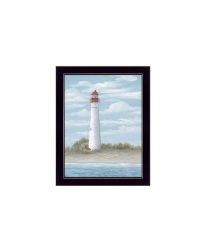 Set Of Two Cape May Lighthouse And Palm Trees Black Framed Wall Art HomeRoots