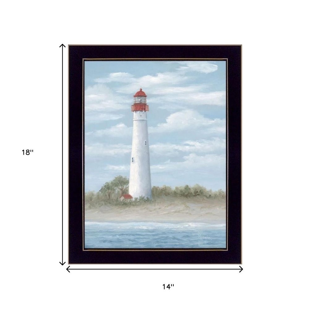 Set Of Two Cape May Lighthouse And Palm Trees Black Framed Wall Art — view 6