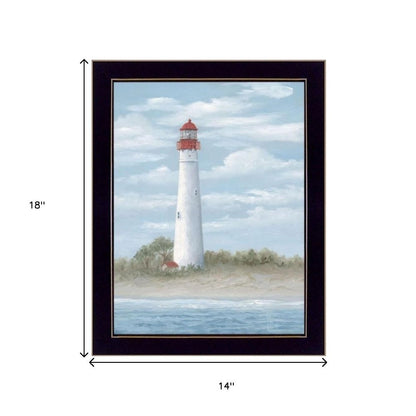 Set Of Two Cape May Lighthouse And Palm Trees Black Framed Wall Art HomeRoots