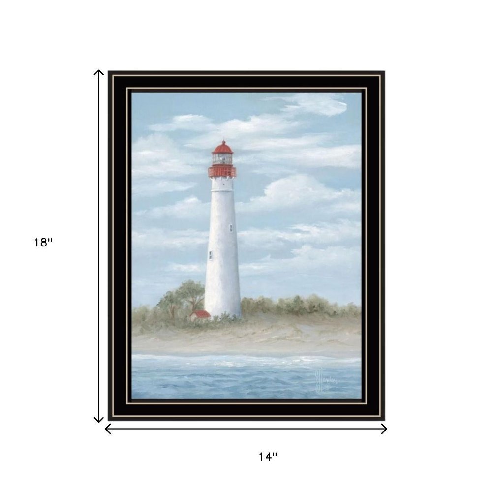 Set Of Two Cape May Lighthouse And Palm Trees Black Framed Wall Art HomeRoots