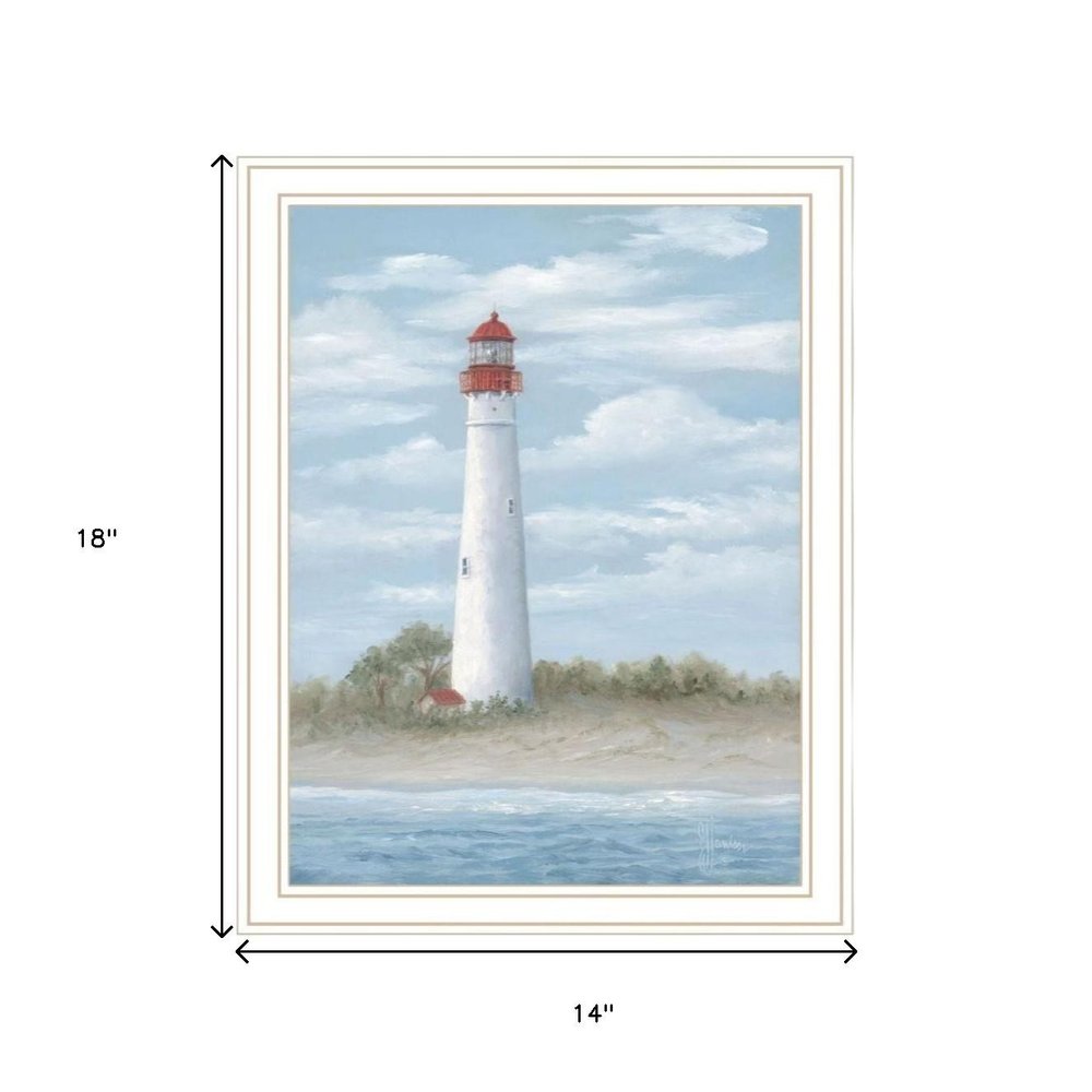 Set Of Two Cape May Lighthouse And Palm Trees White Framed Wall Art HomeRoots