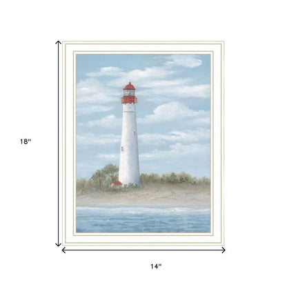 Set Of Two Cape May Lighthouse And Palm Trees White Framed Wall Art HomeRoots