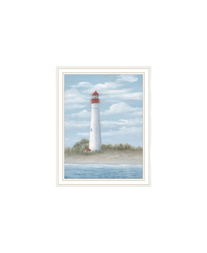 Set Of Two Cape May Lighthouse And Palm Trees White Framed Wall Art HomeRoots
