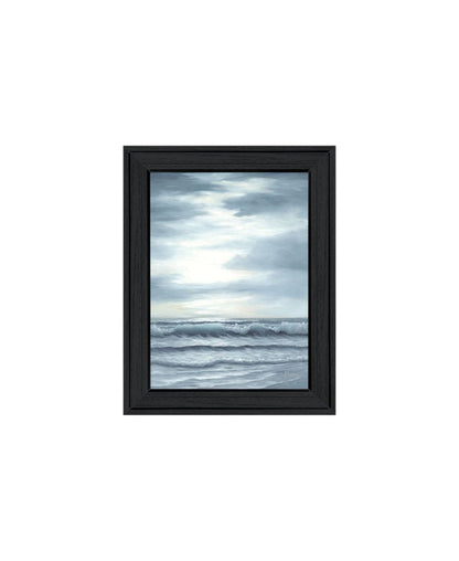Set Of Two "The Ocean Blue - high tide at sunset." Black Framed Wall Art HomeRoots