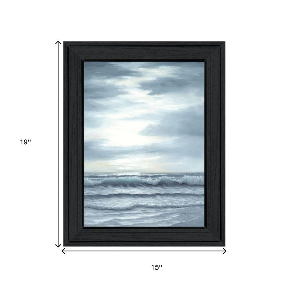 Set Of Two "The Ocean Blue - high tide at sunset." Black Framed Wall Art HomeRoots