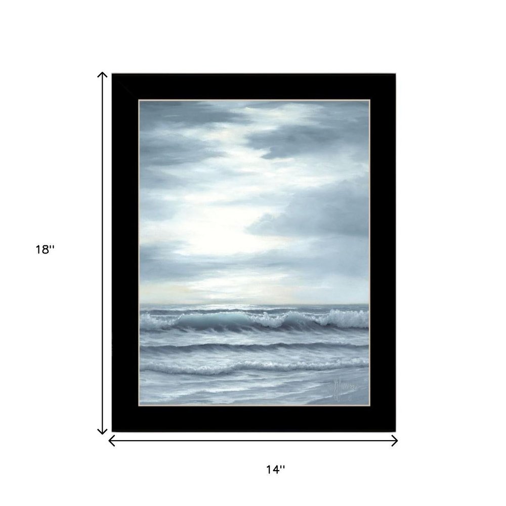 Set Of Two "The Ocean Blue - high tide at sunset." Black Framed Wall Art HomeRoots