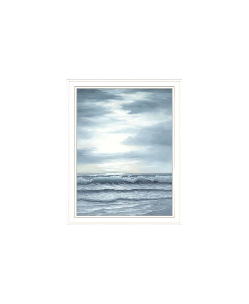 Set Of Two "The Ocean Blue - high tide at sunset." White Framed Wall Art HomeRoots