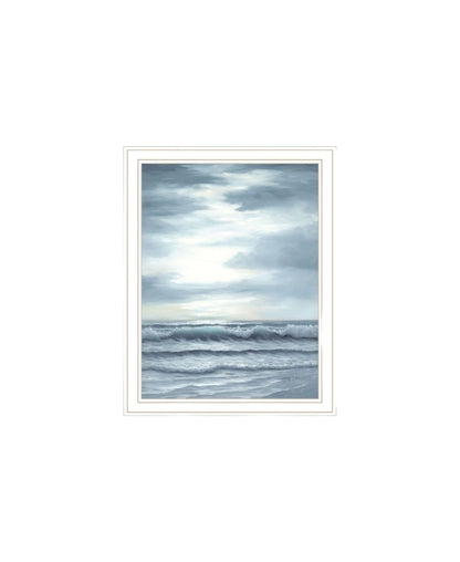 Set Of Two "The Ocean Blue - high tide at sunset." White Framed Wall Art HomeRoots